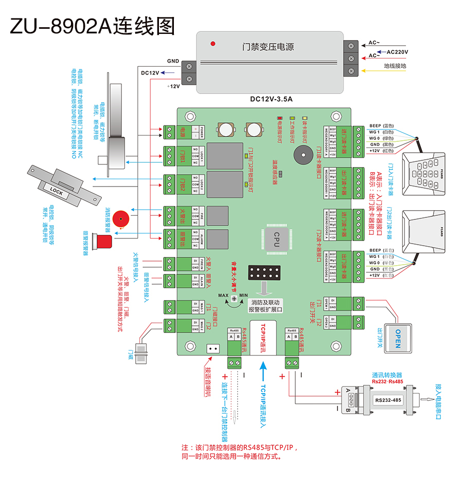 二路門(mén)禁控制器連線圖