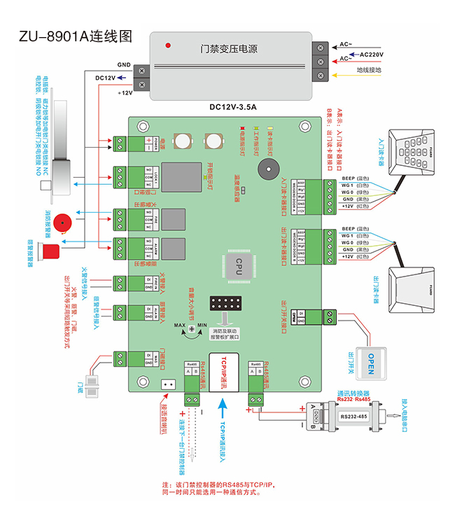 單門門禁控制器連線圖