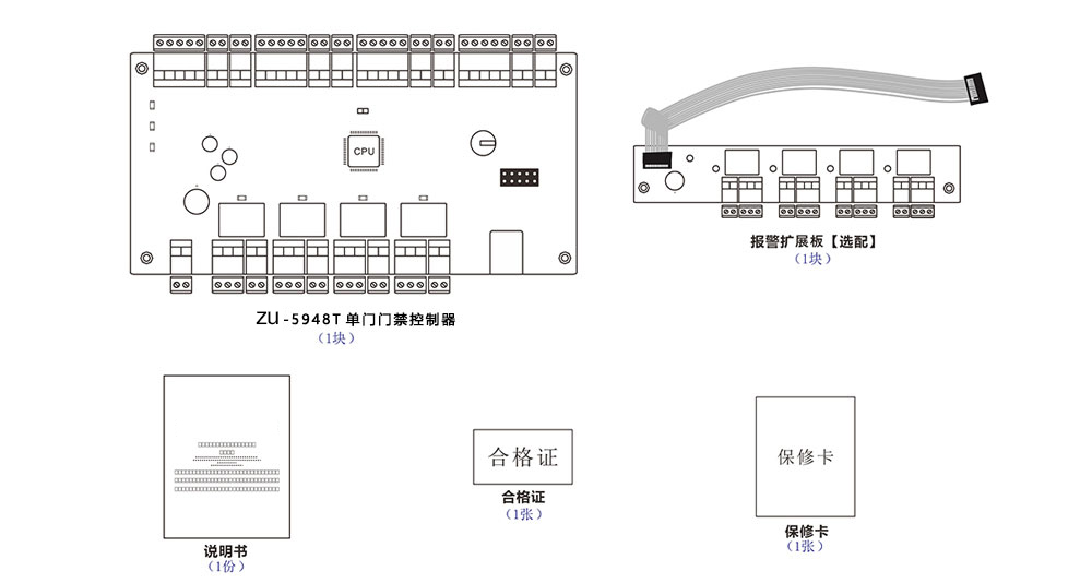 四門門禁控制器配件清單